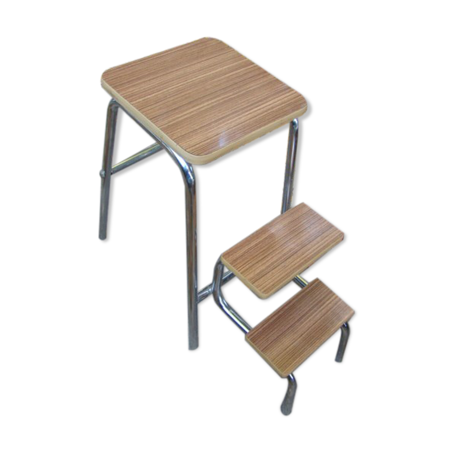 Vintage veined brown formica stepladder