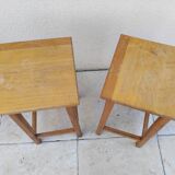 Pair of vintage pine stools from the 80s