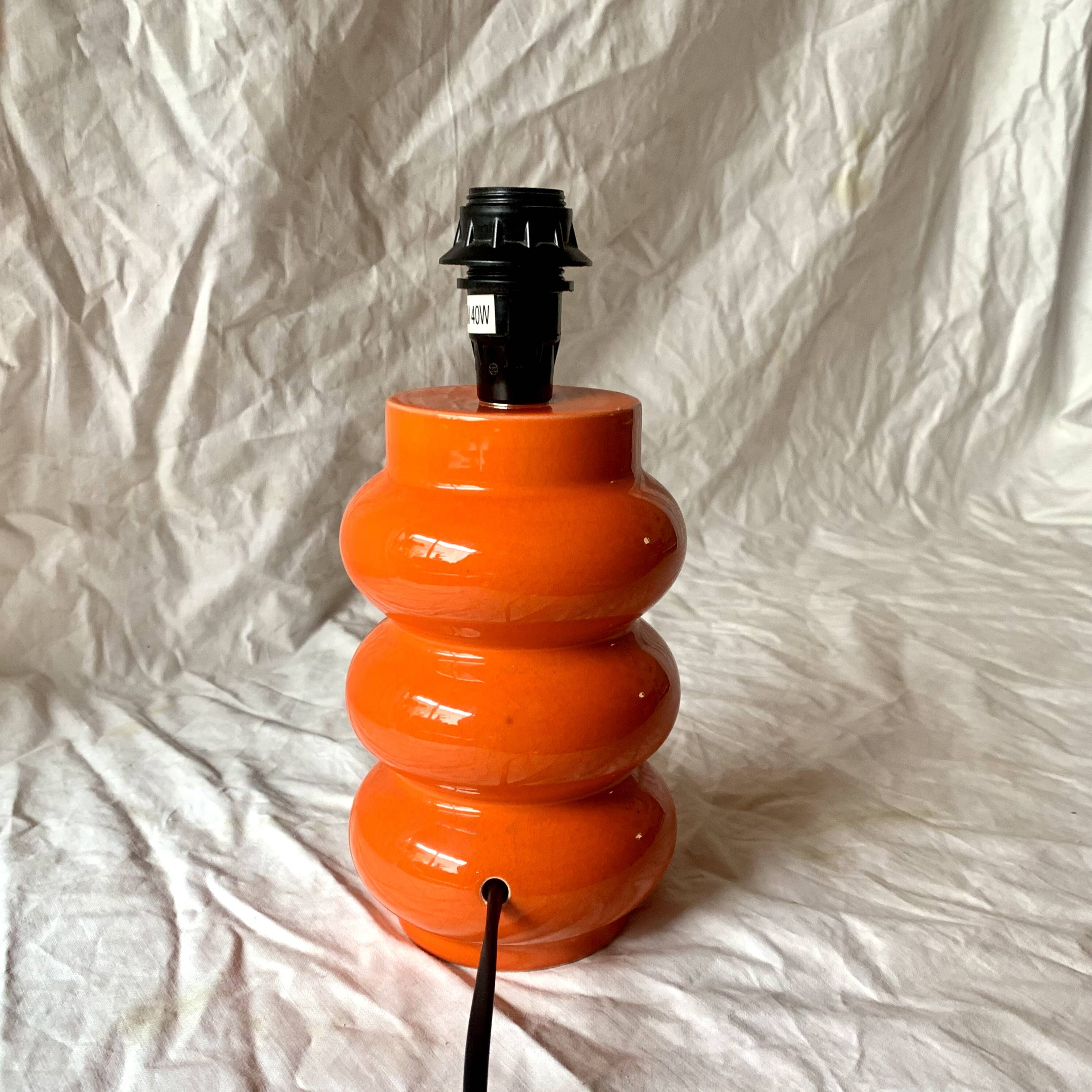 Orange glazed ceramic lamp base - 1970s