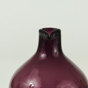 Glass vase signed Purple Timo Sarpaneva Pullo Bird Bottle, Iittala, Finland.
