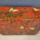Vintage red chinoiserie cabinet, 1970s