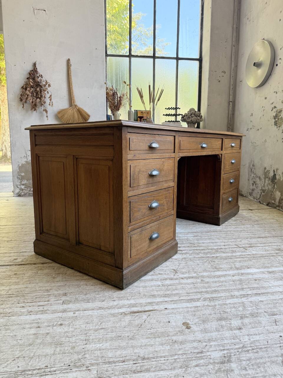 1950s oak office counter