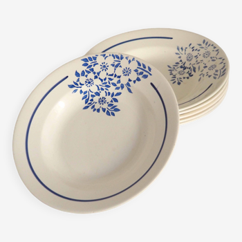 6 assiettes motif bleu Angèle