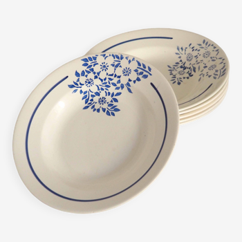 6 plates with Angèle blue pattern