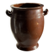 Very large glazed brown terracotta pot with two handles H41 D30