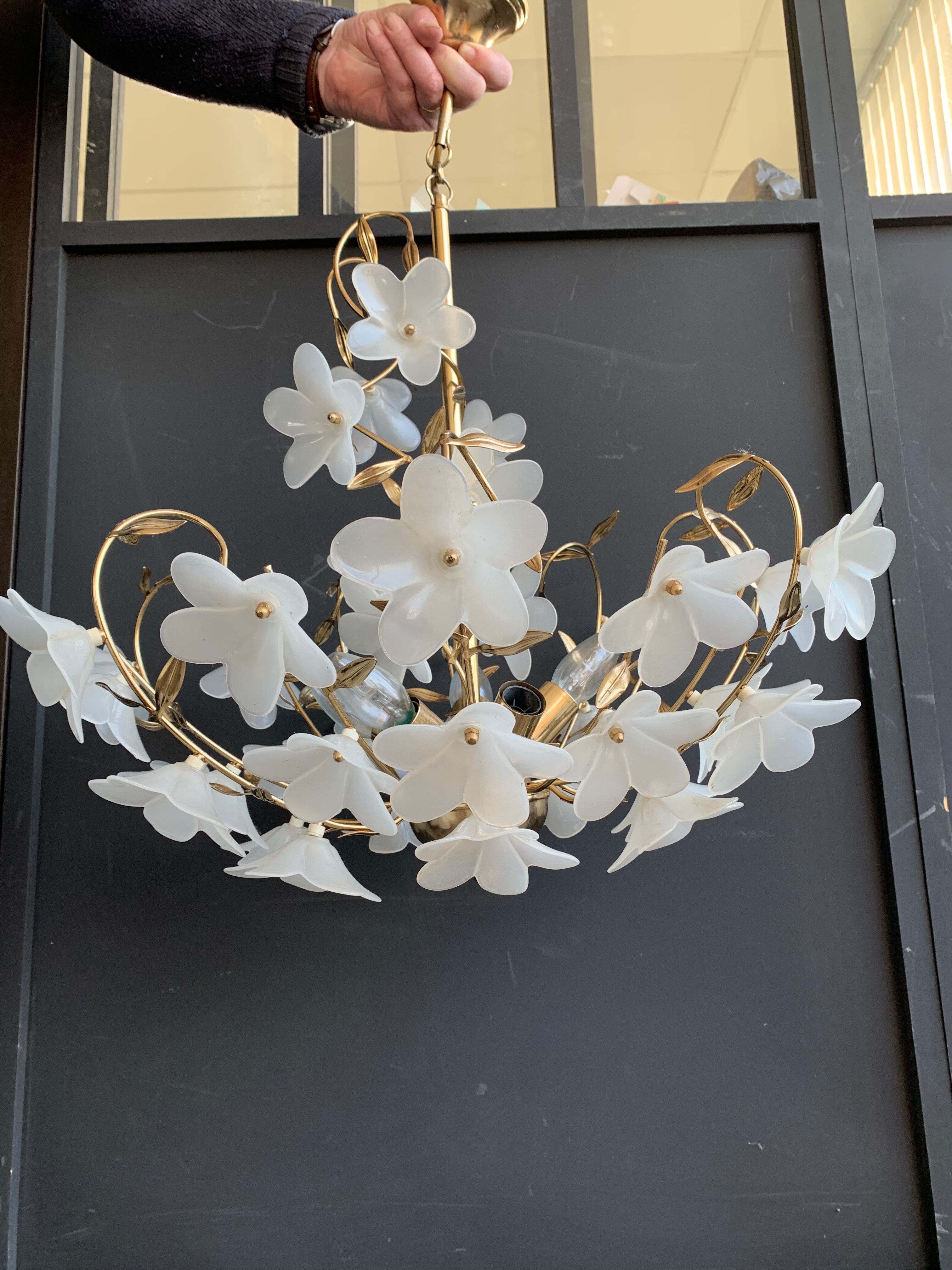 Vintage Murano glass flower chandelier