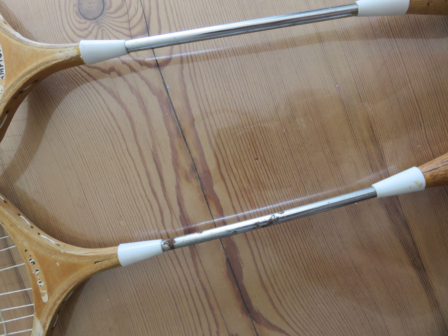 Pair of old badminton rackets