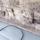 Rectangular living room lamp base in lava stone with relief decoration