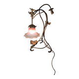 Brass lamp with Art Nouveau libelules , Majorelle style, Muller and Frere, 45x30 with tulip