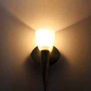 Pair of leola brass and glass wall lights, italy 1970