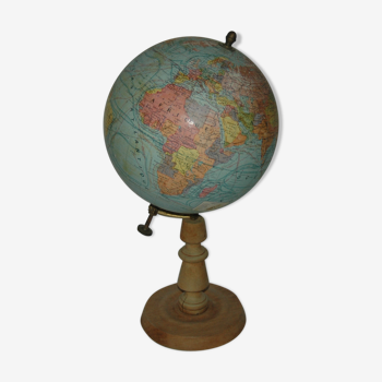 Globe terrestre mappemonde Girard Barrere style Napoléon III vers 1950