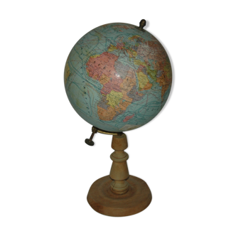 Globe terrestre mappemonde Girard Barrere style Napoléon III vers 1950