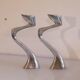 Pair of aluminium cast candle holders