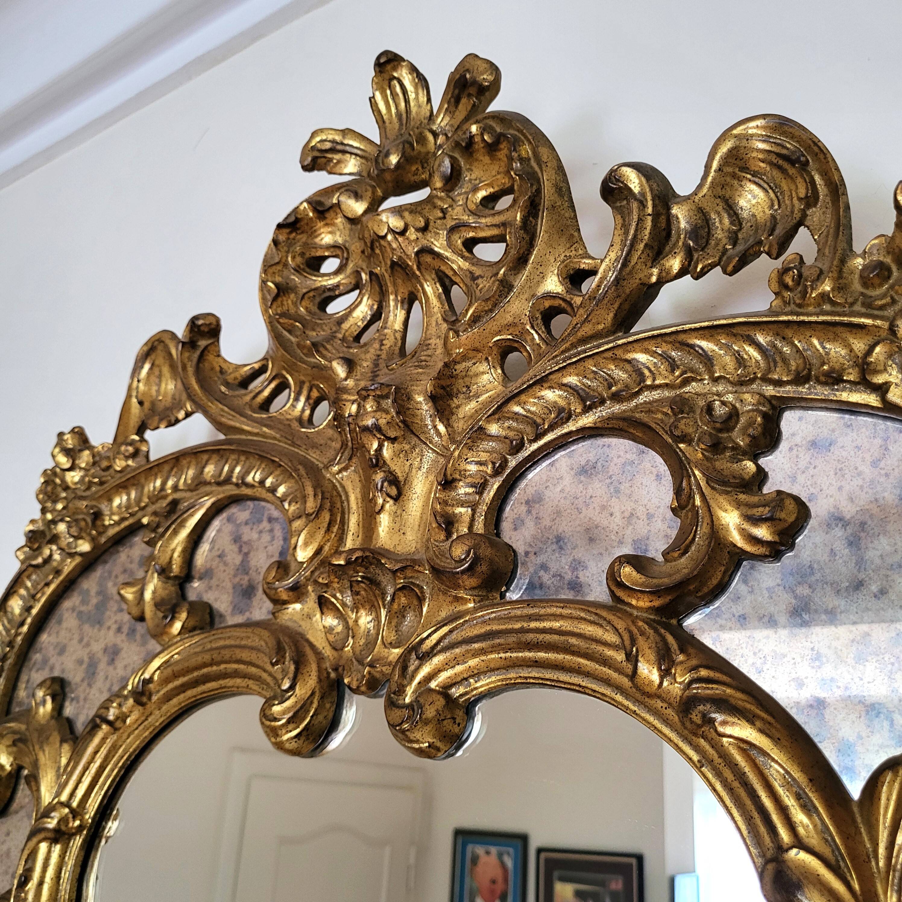 Large Louis XVI style mirror with shutters in perfect condition.