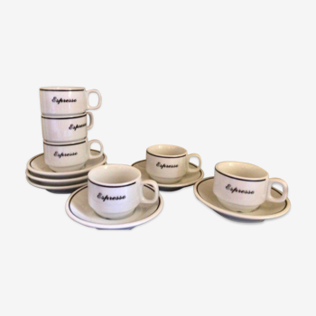 Set of 6 cups and vintage bistro plates
