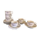 Lot de 6 tasses et assiettes bistrot vintage