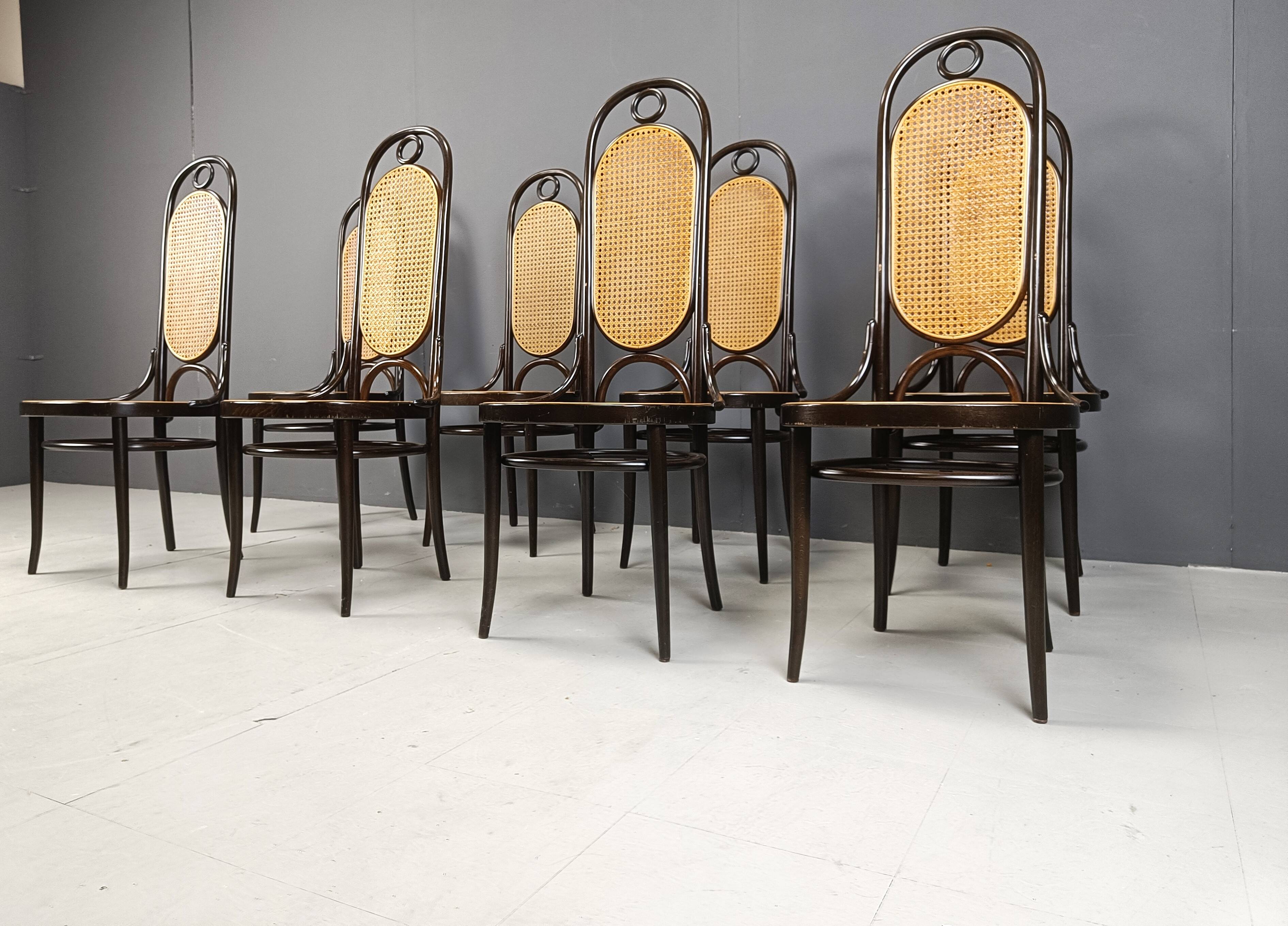 Thonet no. 207 dining chairs 'Long John', set of 8, 1980