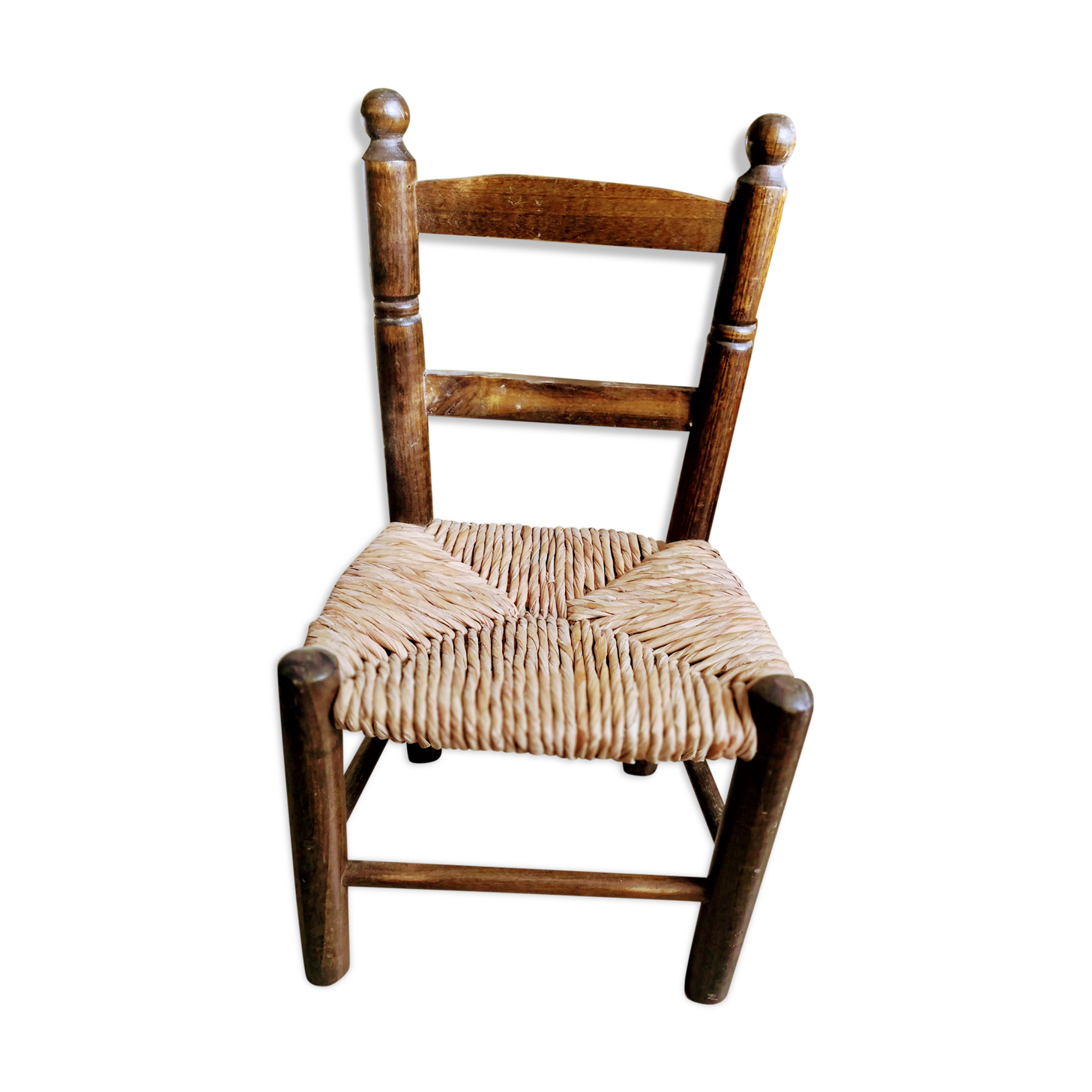 Chaise enfant en bois et paille  Selency