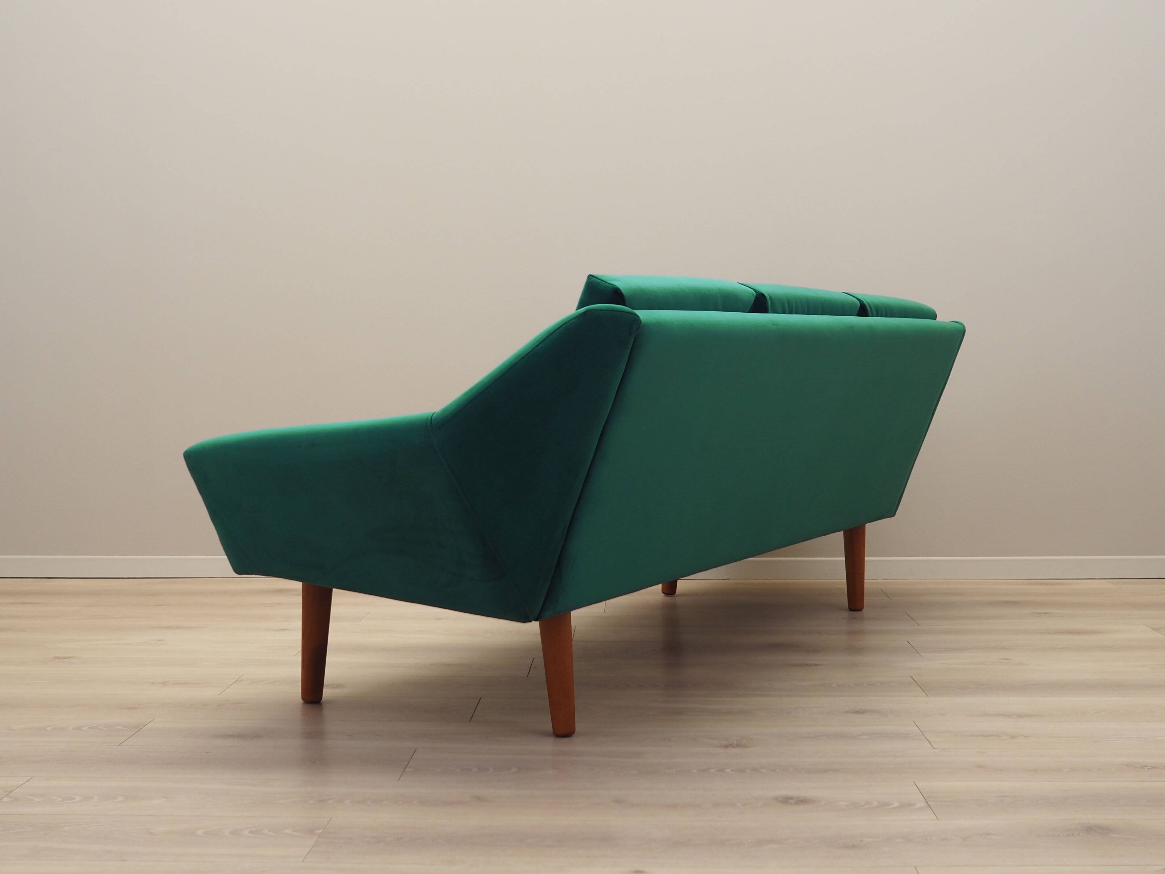 Green velvet sofa, Danish design, 1980s, production: Denmark