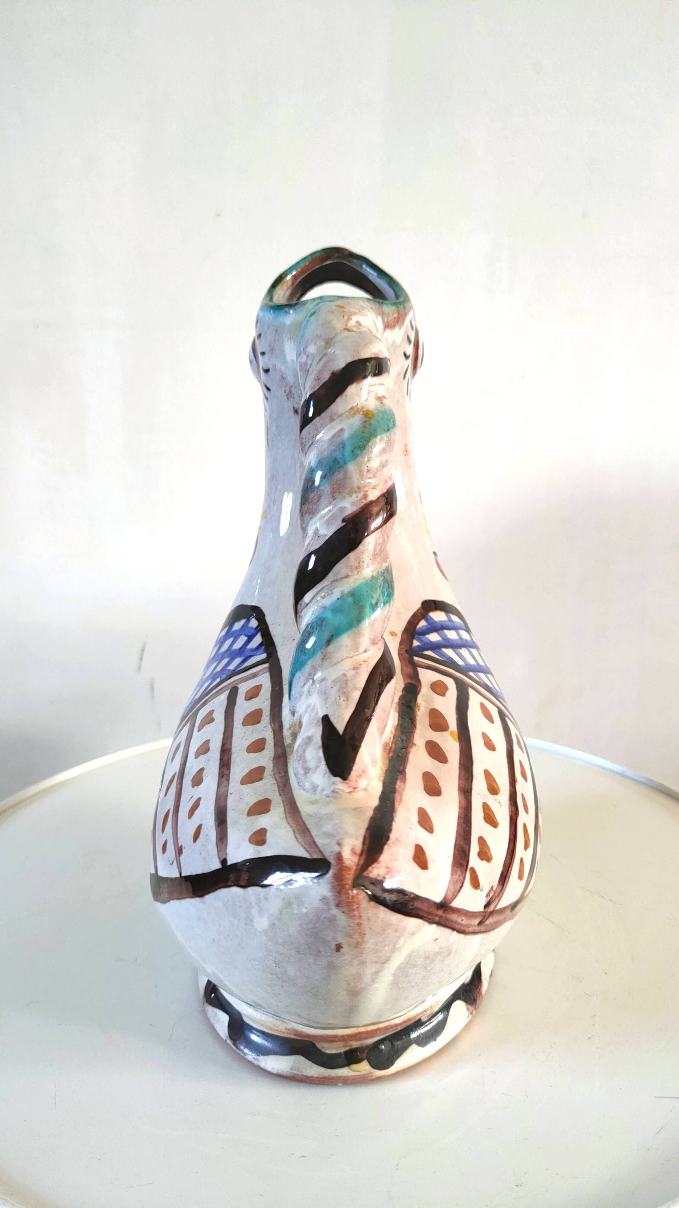 Zoomorphic ceramic pitcher design 70s