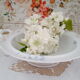 Compotier on porcelain pedestal decoration pale blue flowers