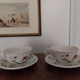 Paire de tasses à thé Gien Oiseaux de Paradis