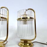 Vintage Italian pair of Signed brass table lamps by Sciolari. Italy 1970s