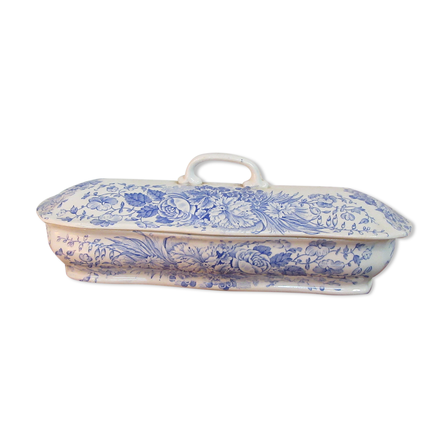 Porte savon en faience bleu de sarreguemines