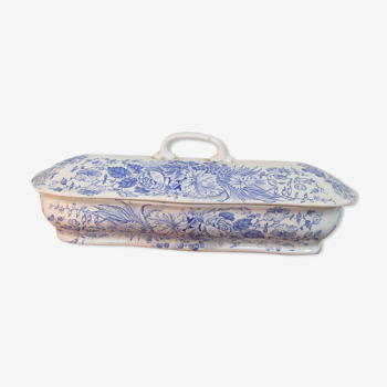 Soap holder in blue faience of sarreguemines