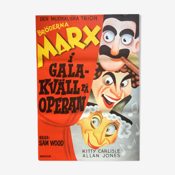 Affiche cinéma "Une Nuit à l'Opéra" The Marx Brothers 70x100cm 1972