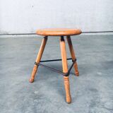 Industrial Low Tripod Stools, Belgium, 1950s, Set of 3