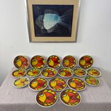 Service assiettes en céramique italienne signé Desimone Italy decor poisson années 60 vintage