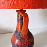 Vintage coral stoneware lamp west germany