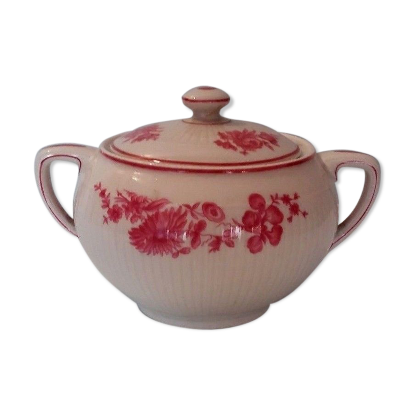 Sucrier en porcelaine GDA Limoges fleurs roses Selency