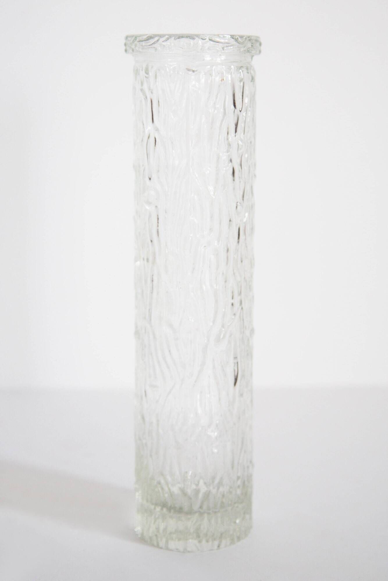 Vintage mid-century transparent Oberglass vase, rock crystal, Austria, 1970s.