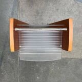 Postmodern CD storage unit in wood, metal, and plastic by Ezech, 1980s.