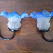 Vintage Wall Sconces with Opaline Glass, 1970s, Set of 2
