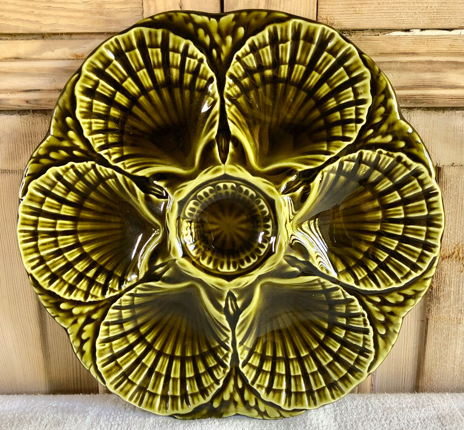 Lot 6 plates of oysters barbotine Sarreguemines