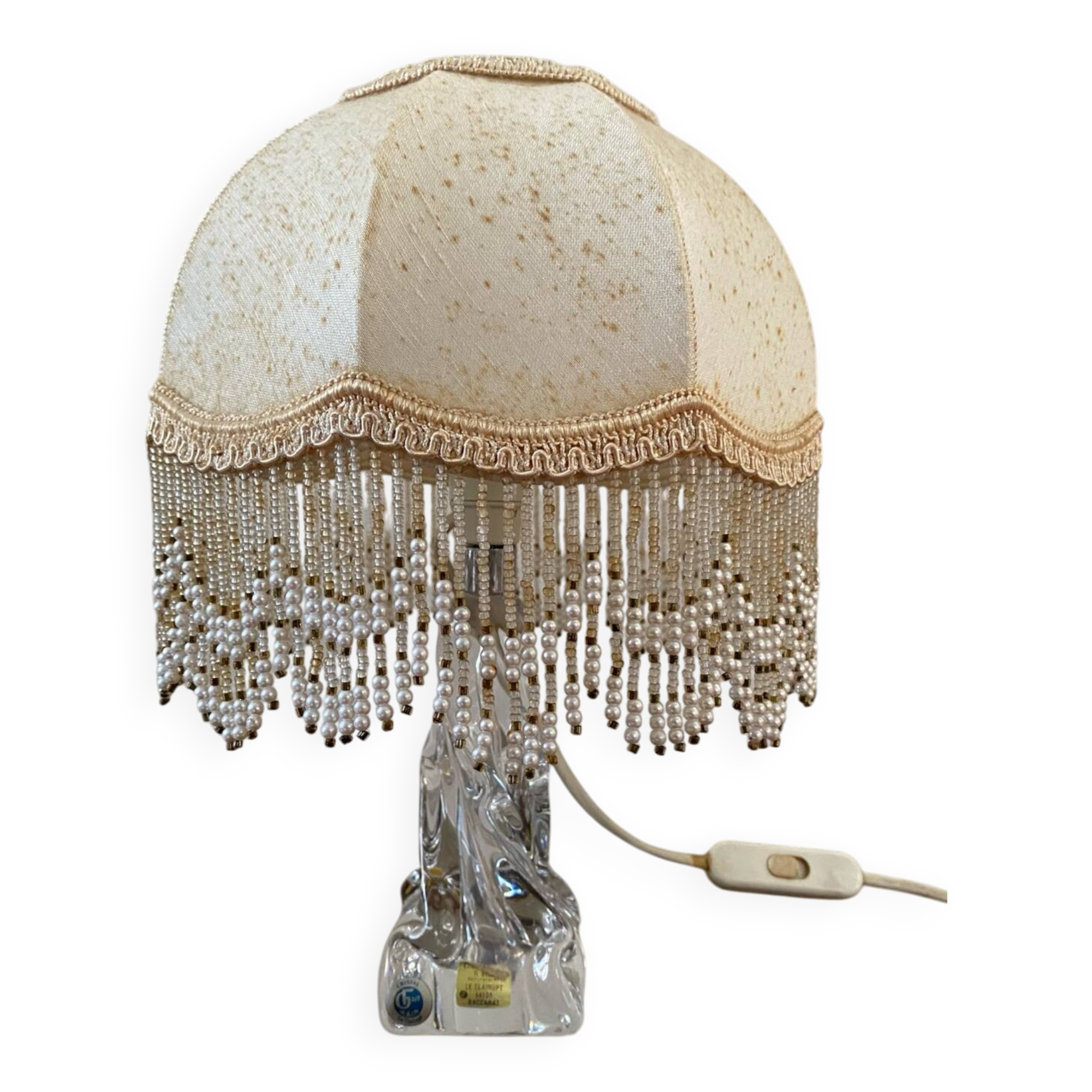 Antique Baccarat Crystal Twisted Bedside Lamp