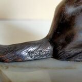 Pair of Art Deco bookends to signed wolf dogs