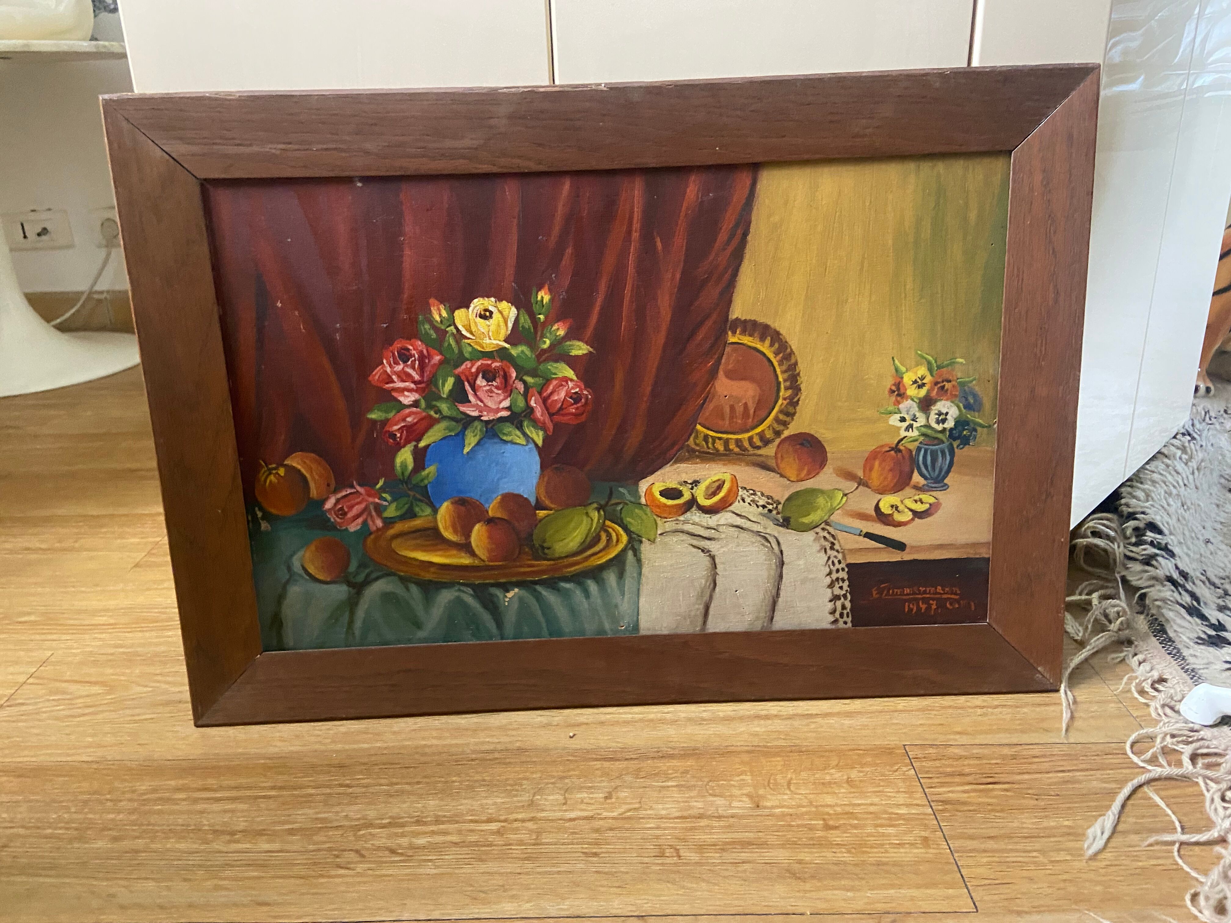 Tableau huile sur bois des années 50