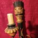 Large antique double wall light in gilded and black wood from the attic