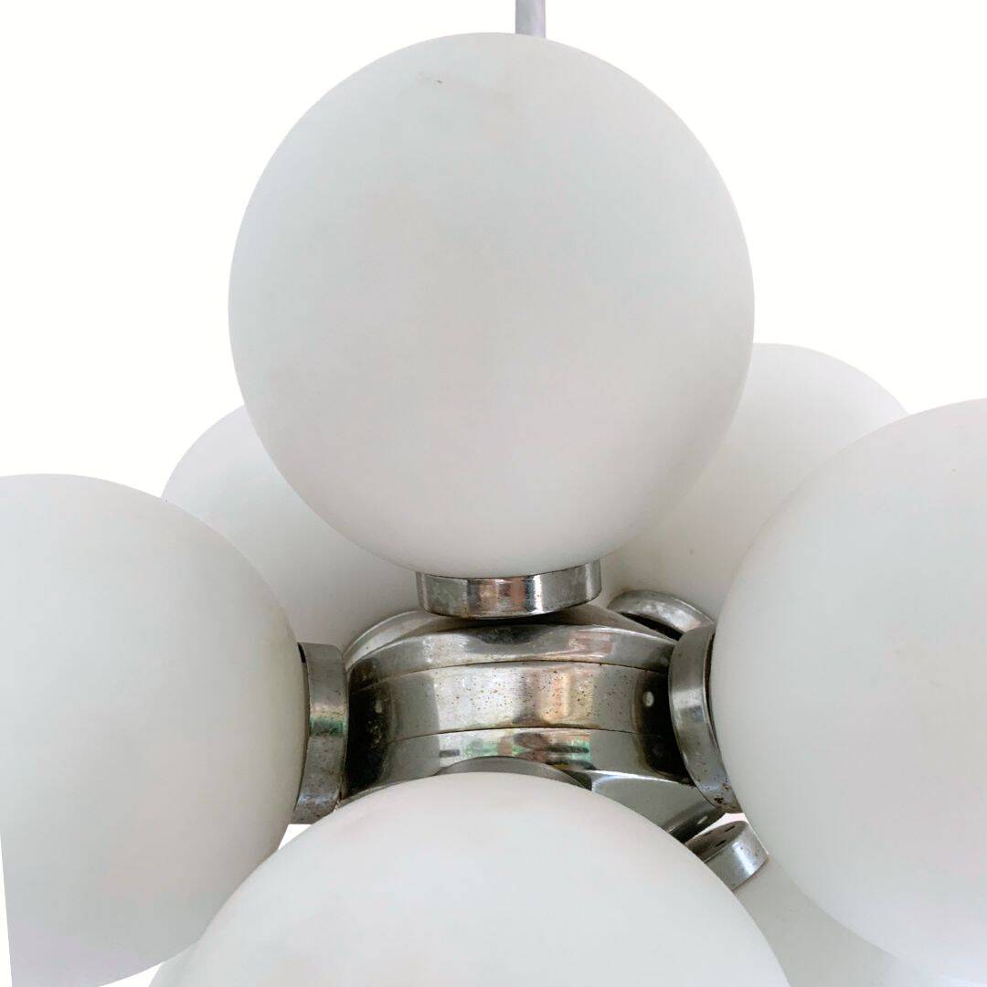 Space Age Sputnik Chandelier with 8 Glass Globes from 1960s
