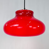 Vintage red glass pendant lamp, 1960s