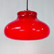 Suspension vintage en verre rouge, années 1960