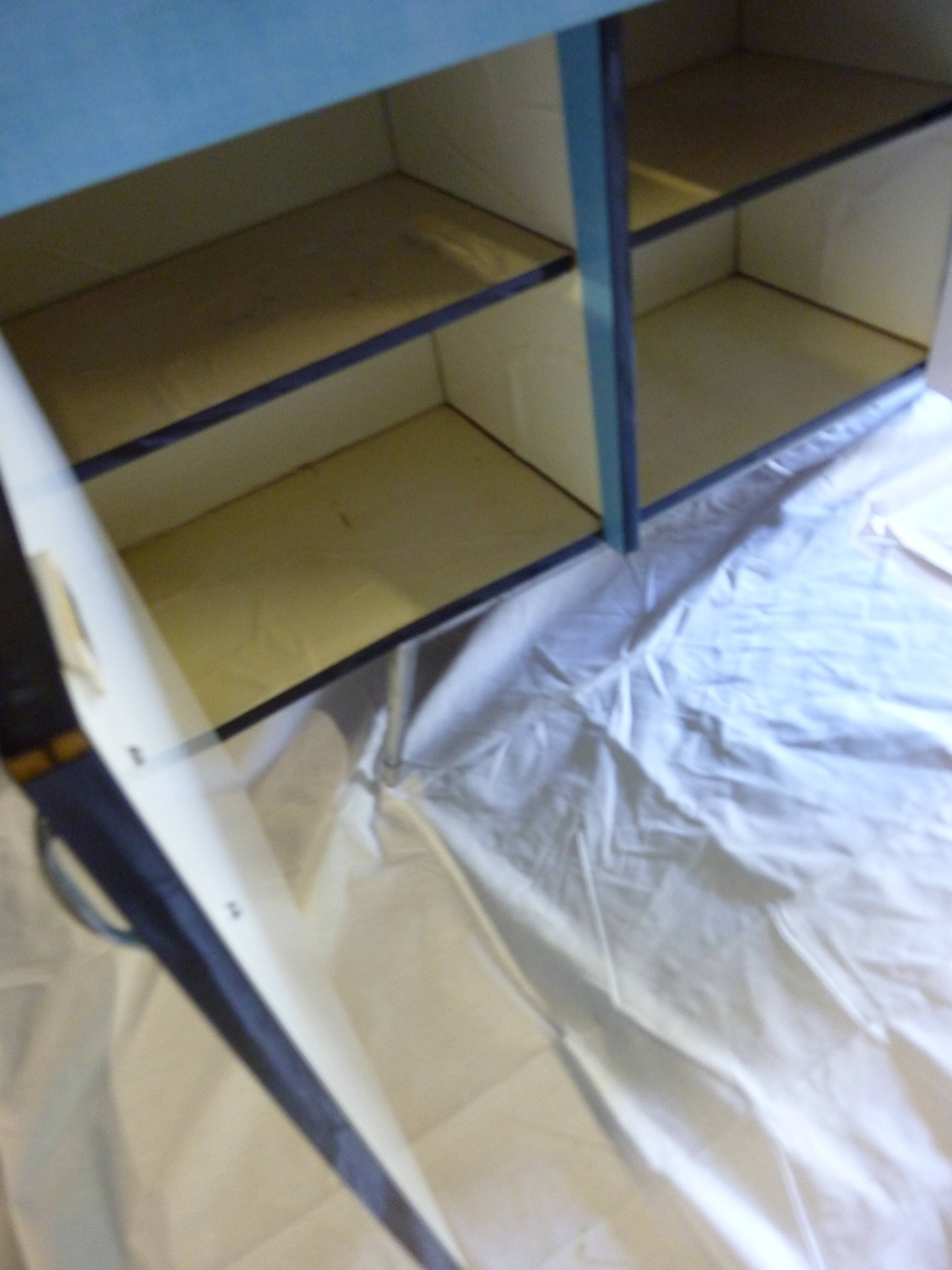 Buffet in blue and yellow formica