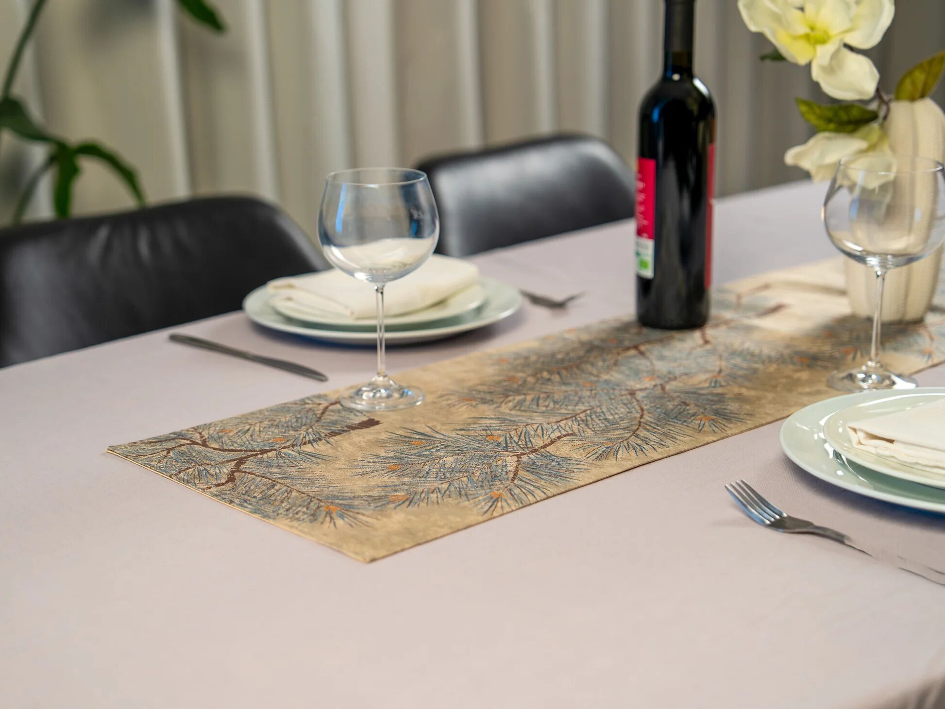 The Silver Alpine — Cream and Silver Matsu Pine Table Runner