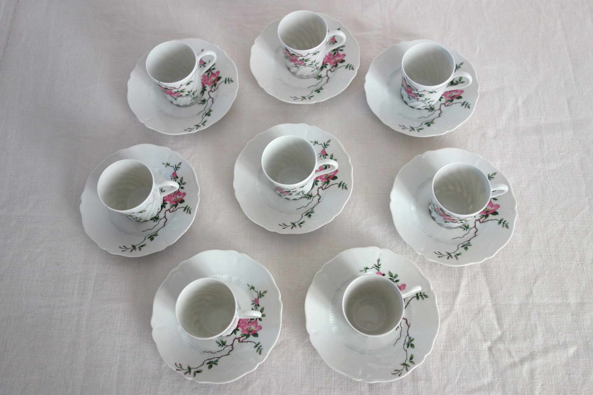 8 coffee cups model Eglantine, vintage Haviland Limoges