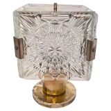 Design table crystal glass brass lamp by Kamenicky Senov, 1970s