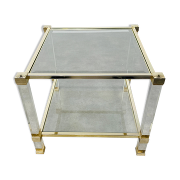 Square plexiglass coffee table by Pierre Vandel.